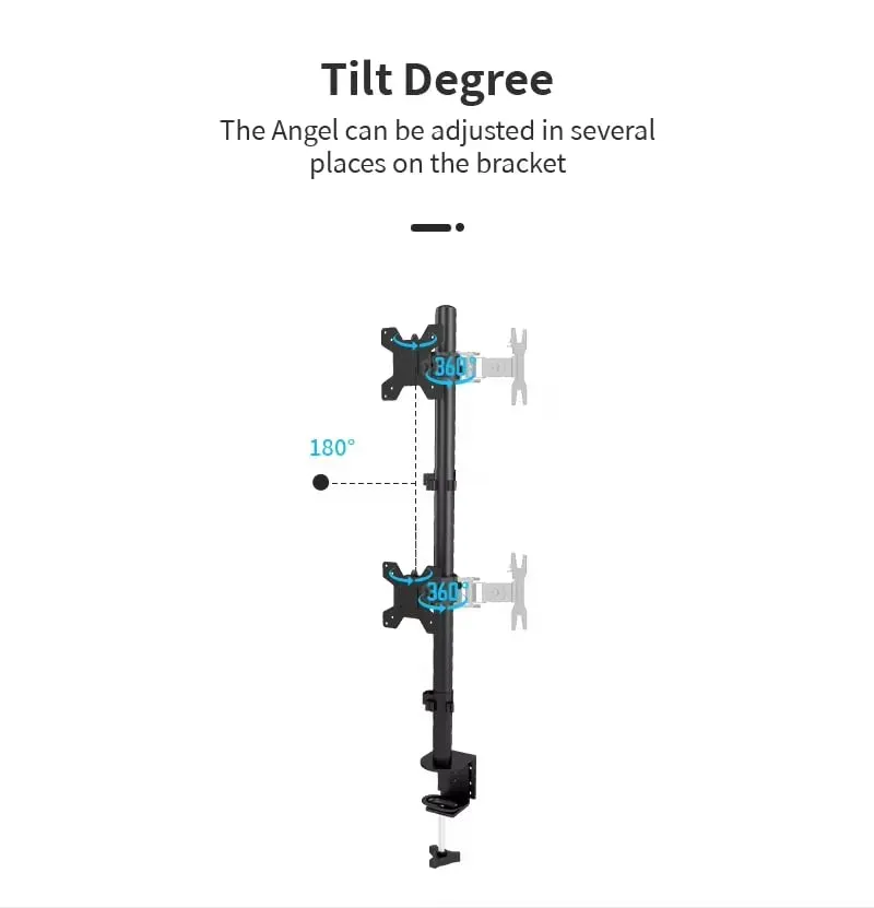 Led Monitor Mount Stand For 2 Led With Table Clamp Height Adjustable- Steel (MB-MSS3) view 2
